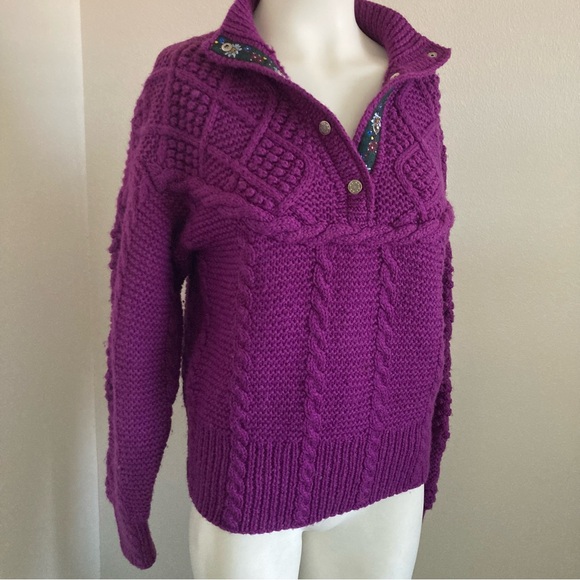 Vintage EIR Sun Valley Handknit Cable-knit Wool Pullover Sweater Sz M - Picture 9 of 10